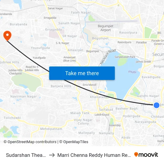 Sudarshan Theatre / RTC X Roads to Marri Chenna Reddy Human Resources Development Institute map