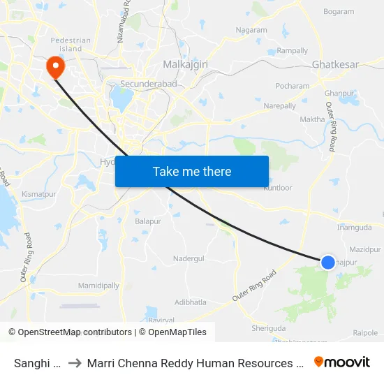 Sanghi Nagar to Marri Chenna Reddy Human Resources Development Institute map