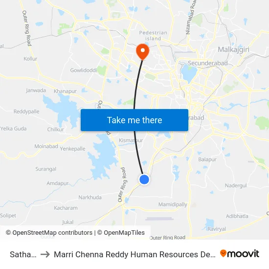 Sathamrai to Marri Chenna Reddy Human Resources Development Institute map