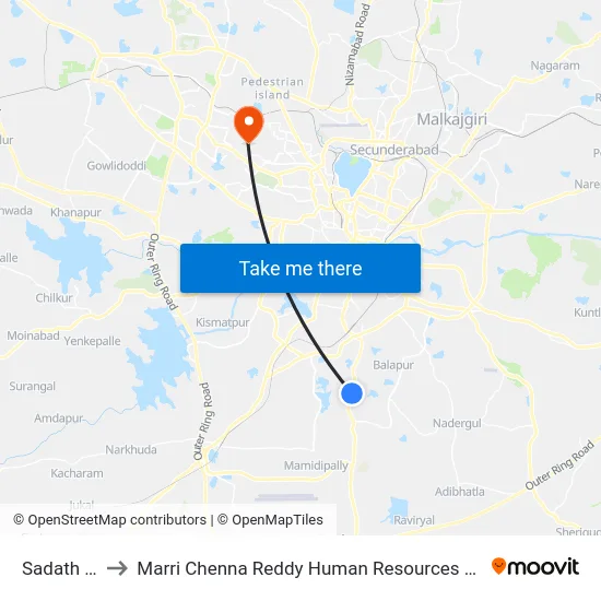 Sadath Nagar to Marri Chenna Reddy Human Resources Development Institute map