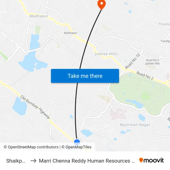 Shaikpet Nala to Marri Chenna Reddy Human Resources Development Institute map