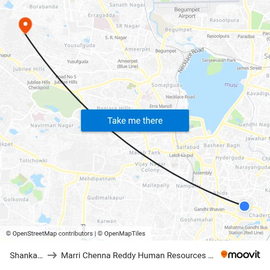 Shankar Mutt to Marri Chenna Reddy Human Resources Development Institute map