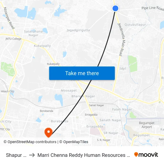 Shapur Nagar to Marri Chenna Reddy Human Resources Development Institute map