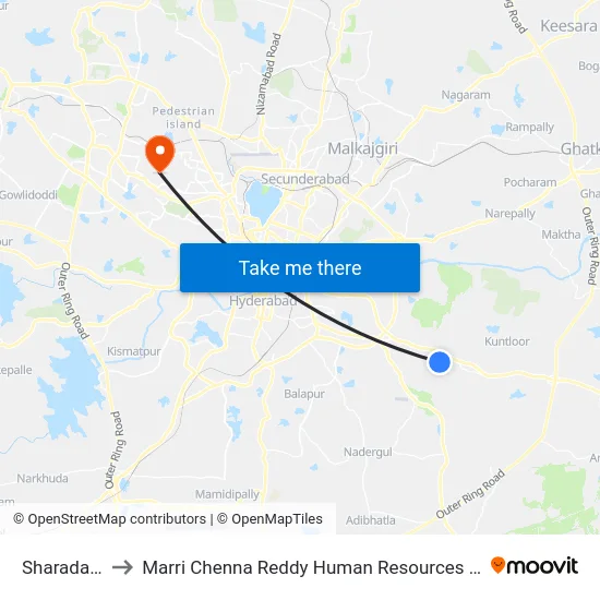Sharada Nagar to Marri Chenna Reddy Human Resources Development Institute map
