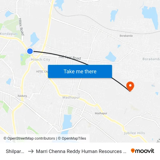 Shilparamam to Marri Chenna Reddy Human Resources Development Institute map