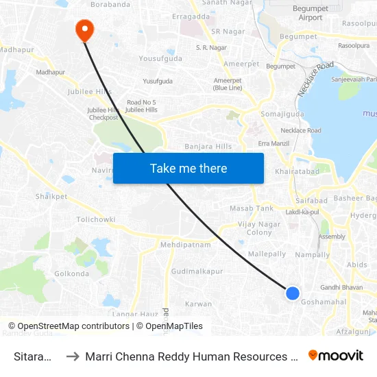 Sitaram Bagh to Marri Chenna Reddy Human Resources Development Institute map