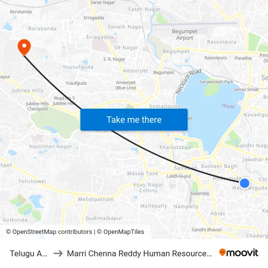 Telugu Academy to Marri Chenna Reddy Human Resources Development Institute map