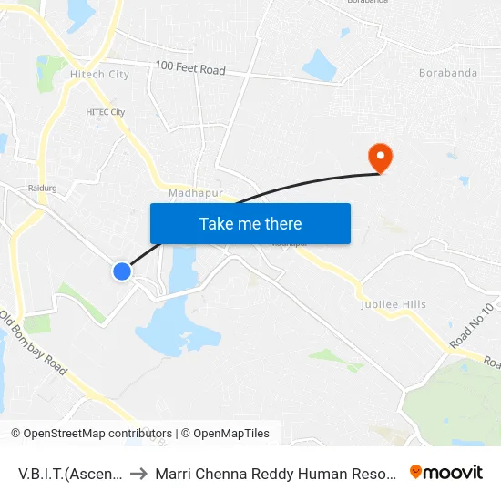 V.B.I.T.(Ascendas I.T.Park) to Marri Chenna Reddy Human Resources Development Institute map