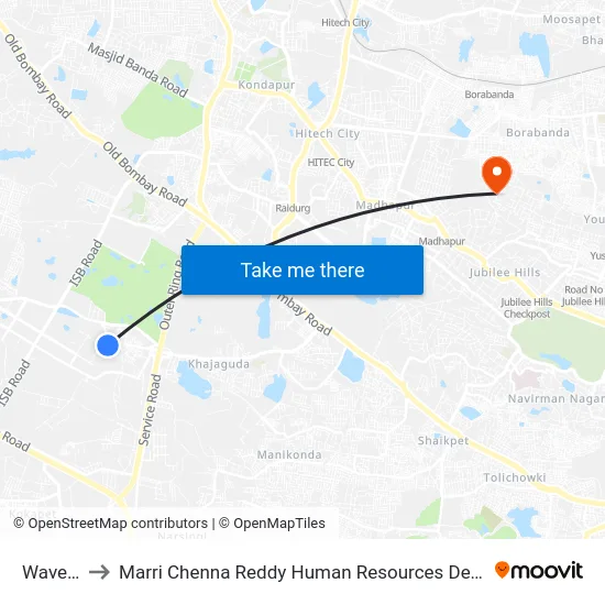 Waverock to Marri Chenna Reddy Human Resources Development Institute map