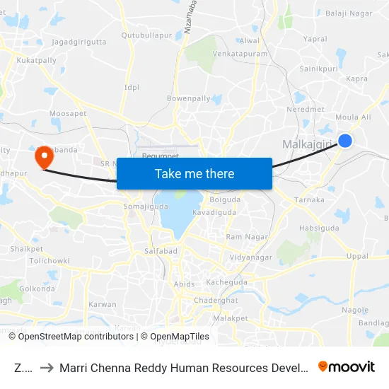Z.T.S to Marri Chenna Reddy Human Resources Development Institute map