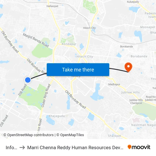 Infosys to Marri Chenna Reddy Human Resources Development Institute map