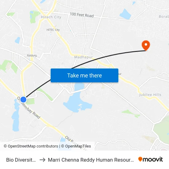 Bio Diversity Complex to Marri Chenna Reddy Human Resources Development Institute map