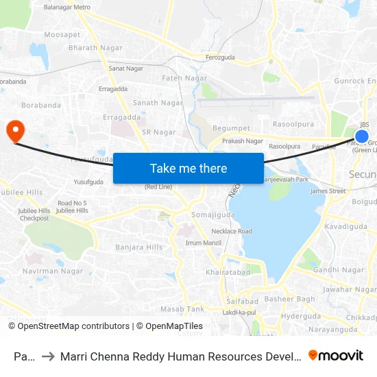 Patny to Marri Chenna Reddy Human Resources Development Institute map