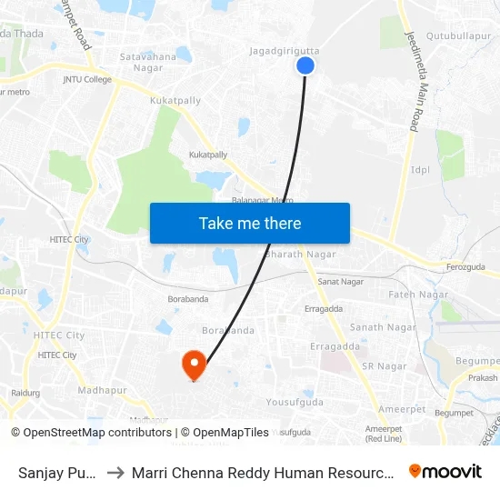 Sanjay Puri Colony to Marri Chenna Reddy Human Resources Development Institute map