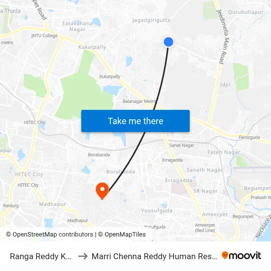 Ranga Reddy Kamaan Bus Stop to Marri Chenna Reddy Human Resources Development Institute map