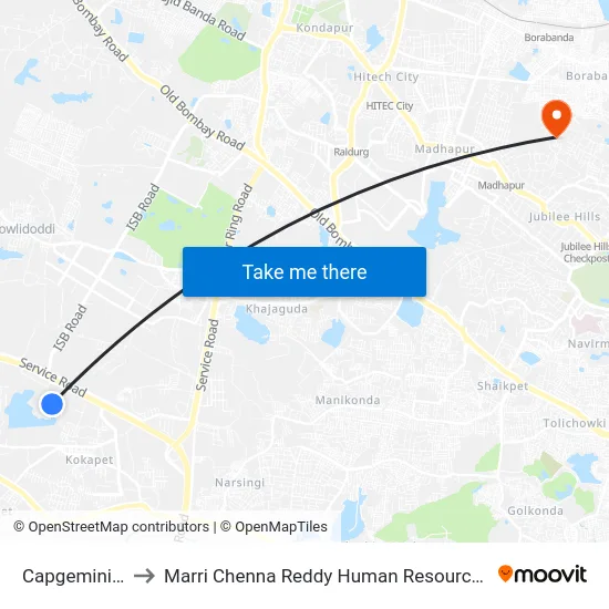 Capgemini Kokapet to Marri Chenna Reddy Human Resources Development Institute map