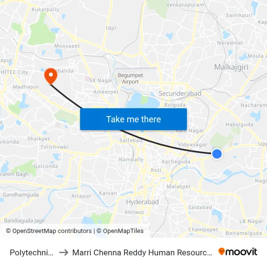 Polytechnic College to Marri Chenna Reddy Human Resources Development Institute map
