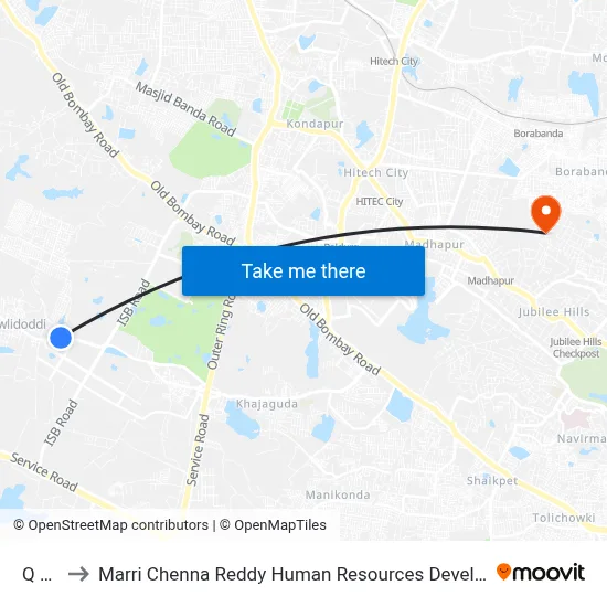 Q City to Marri Chenna Reddy Human Resources Development Institute map