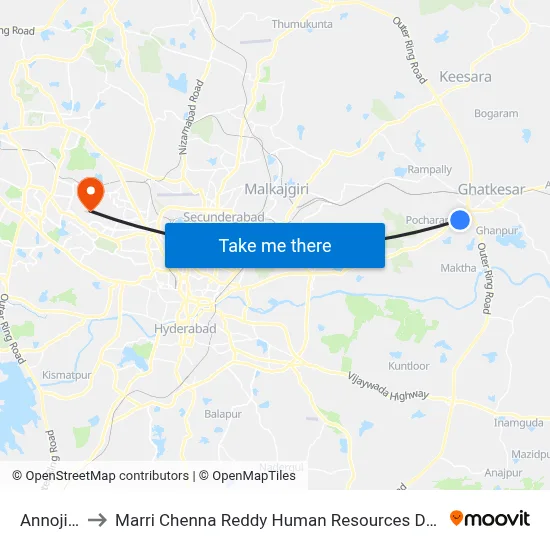 Annojiguda to Marri Chenna Reddy Human Resources Development Institute map