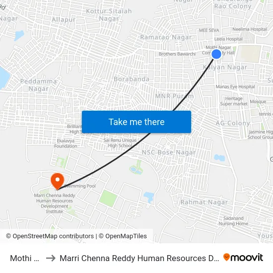 Mothi Nagar to Marri Chenna Reddy Human Resources Development Institute map