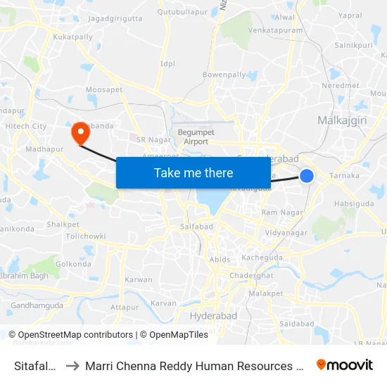 Sitafalmandi to Marri Chenna Reddy Human Resources Development Institute map