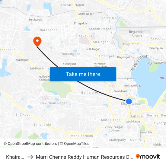 Khairatabad to Marri Chenna Reddy Human Resources Development Institute map