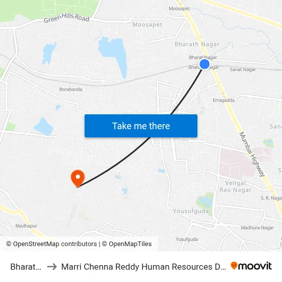 Bharatnagar to Marri Chenna Reddy Human Resources Development Institute map