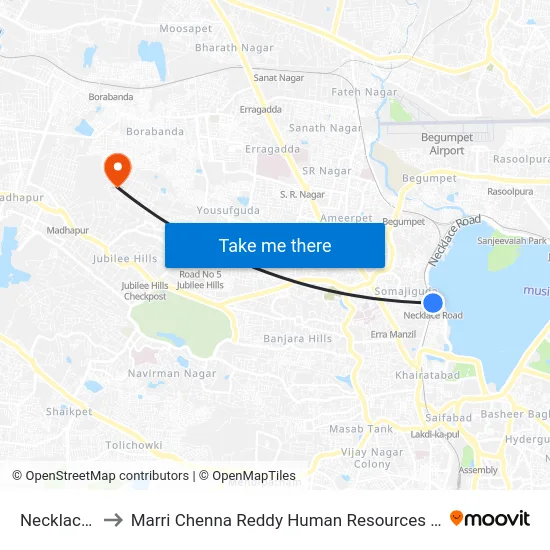 Necklace Road to Marri Chenna Reddy Human Resources Development Institute map