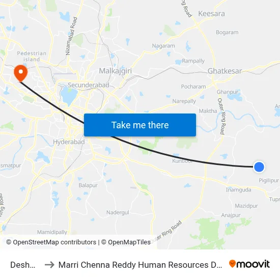 Deshmukhi to Marri Chenna Reddy Human Resources Development Institute map