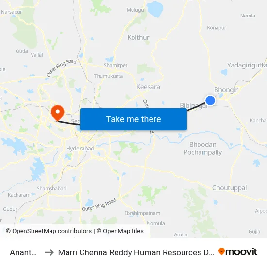 Anantharam to Marri Chenna Reddy Human Resources Development Institute map