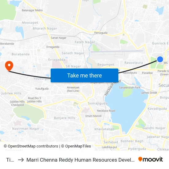 Tivoli to Marri Chenna Reddy Human Resources Development Institute map