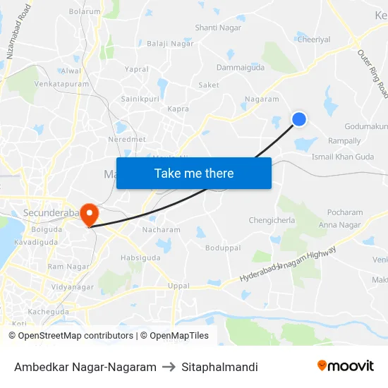 Ambedkar Nagar-Nagaram to सीताफलमंडी map