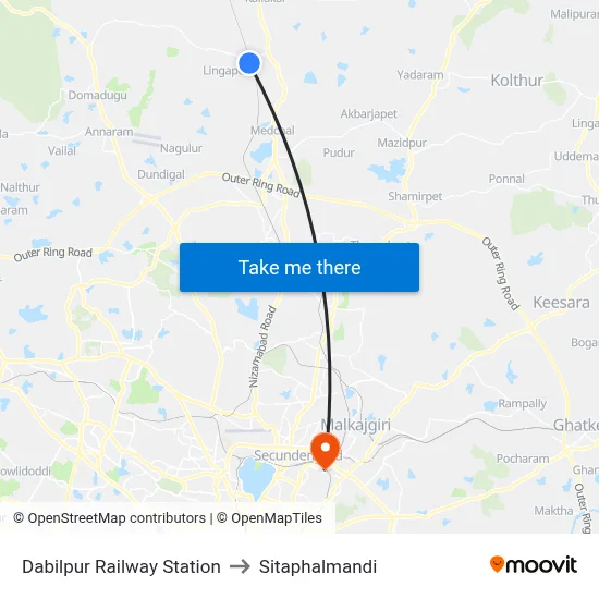 दबिलपुर रेलवे स्टेशन to सीताफलमंडी map