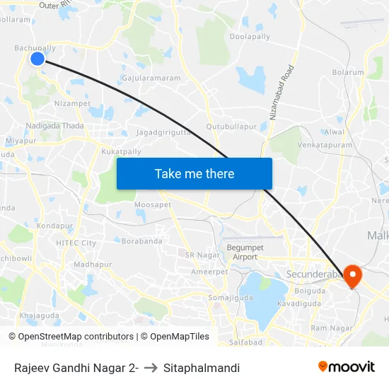 Rajeev Gandhi Nagar 2- to सीताफलमंडी map