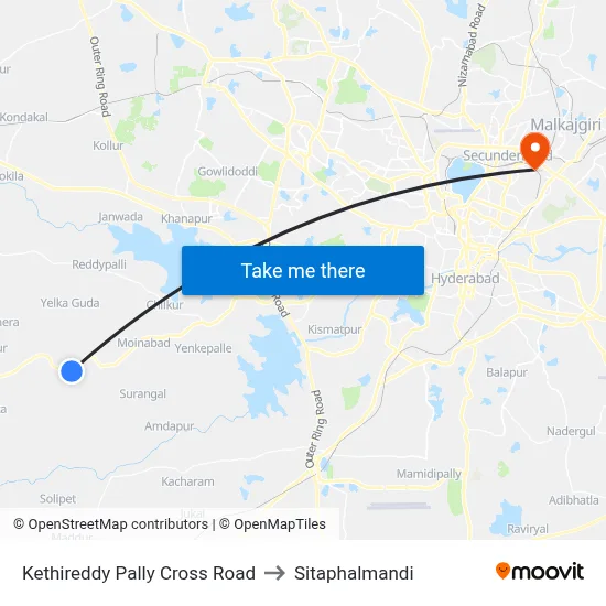 Kethireddy Pally Cross Road to सीताफलमंडी map