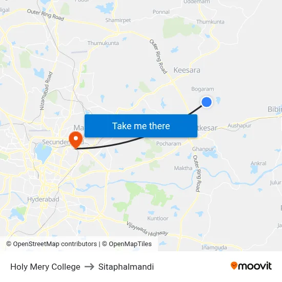 Holy Mery College to सीताफलमंडी map