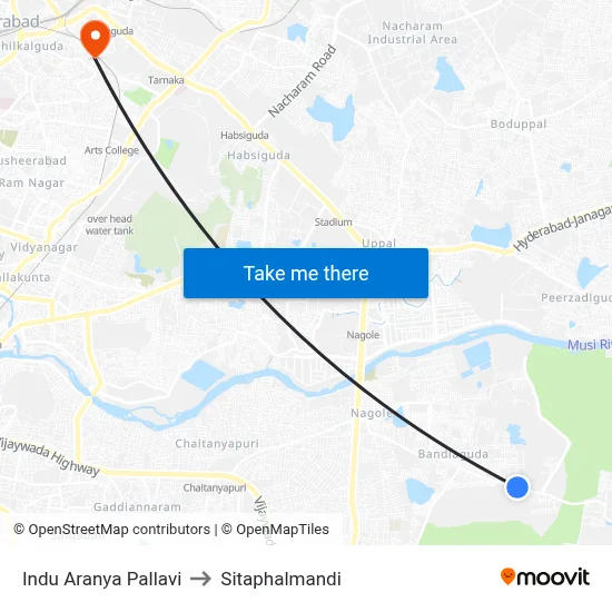 Indu Aranya Pallavi to Sitaphalmandi map