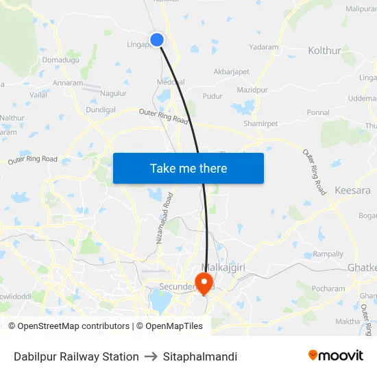 दबिलपुर रेलवे स्टेशन to सीताफलमंडी map