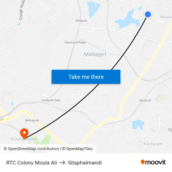RTC Colony Moula Ali to सीताफलमंडी map