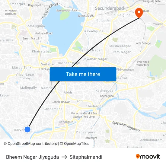 Bheem Nagar Jiyaguda to सीताफलमंडी map