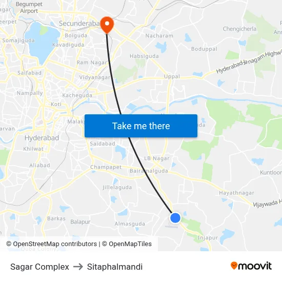 सागर कॉम्प्लेक्स to सीताफलमंडी map