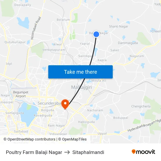 Poultry Farm Balaji Nagar to Sitaphalmandi map