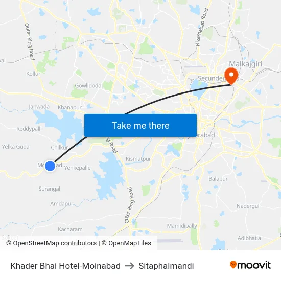 Khader Bhai Hotel-Moinabad to Sitaphalmandi map