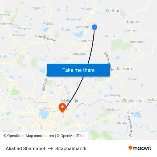 Aliabad Shamirpet to Sitaphalmandi map