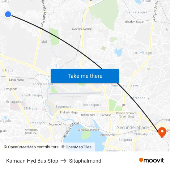 Kamaan Hyd Bus Stop to Sitaphalmandi map