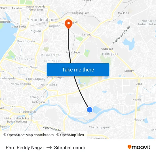 Ram Reddy Nagar to Sitaphalmandi map