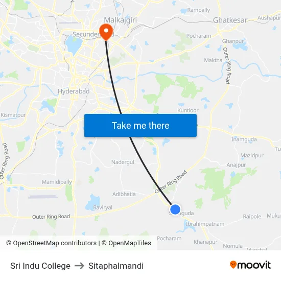 Sri Indu College to Sitaphalmandi map