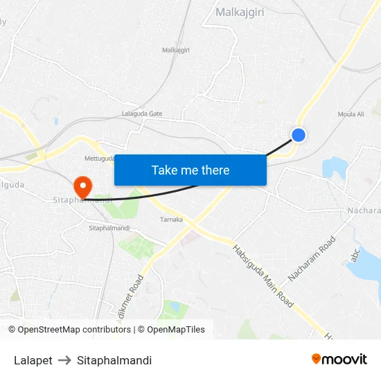 Lalapet to Sitaphalmandi map