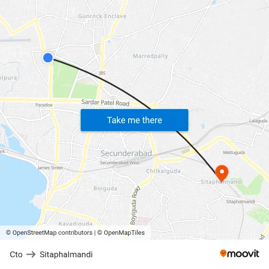 Cto to Sitaphalmandi map