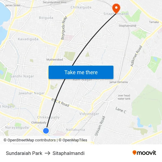 Sundaraiah Park to Sitaphalmandi map